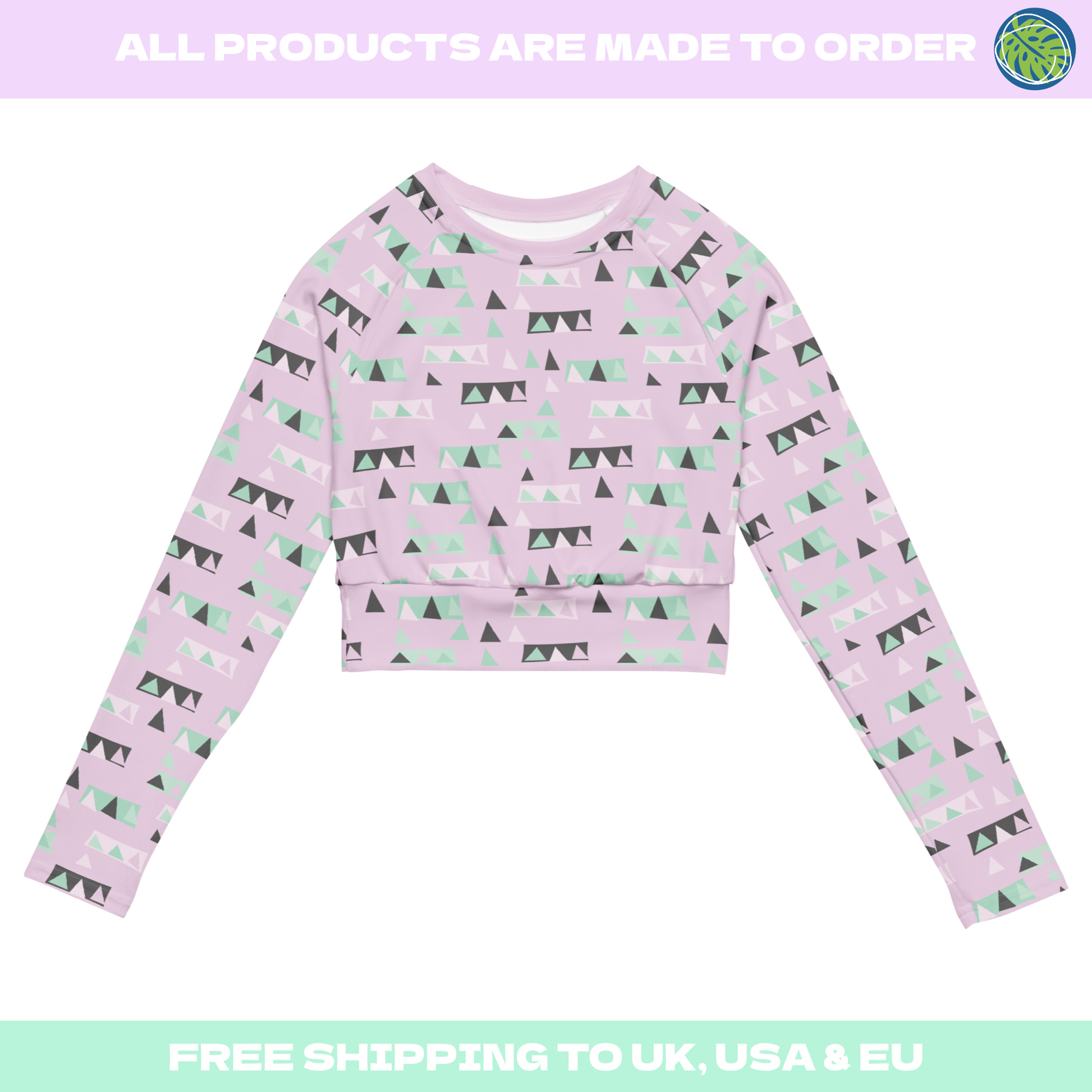 pastel christmas underboob crop top in boho geometric style on this triangle shapes soft kawaii pastel long sleeve shirt for women 