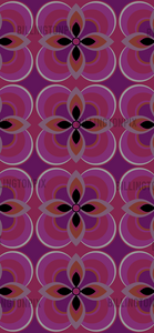 Abstract pink floral pattern in this retro 60s/70s mid-century style phone wallpaper with tones of pink, purple, orange and black