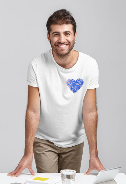 Blue Floral Heart Graphic T-Shirt