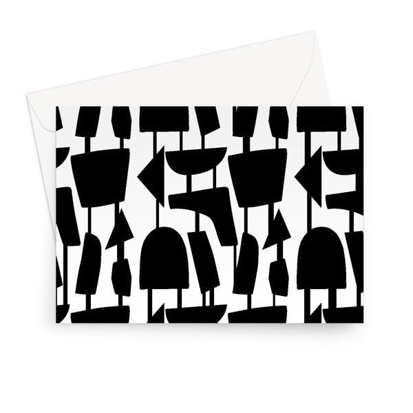 Black White  Abstract | Mid Century Geometric Greeting Card