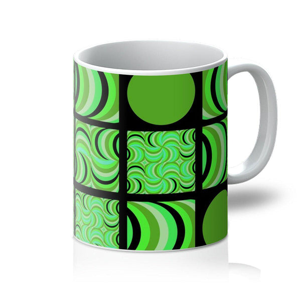 ceramic geometric patterned 70s Retro Emerald coffee mug