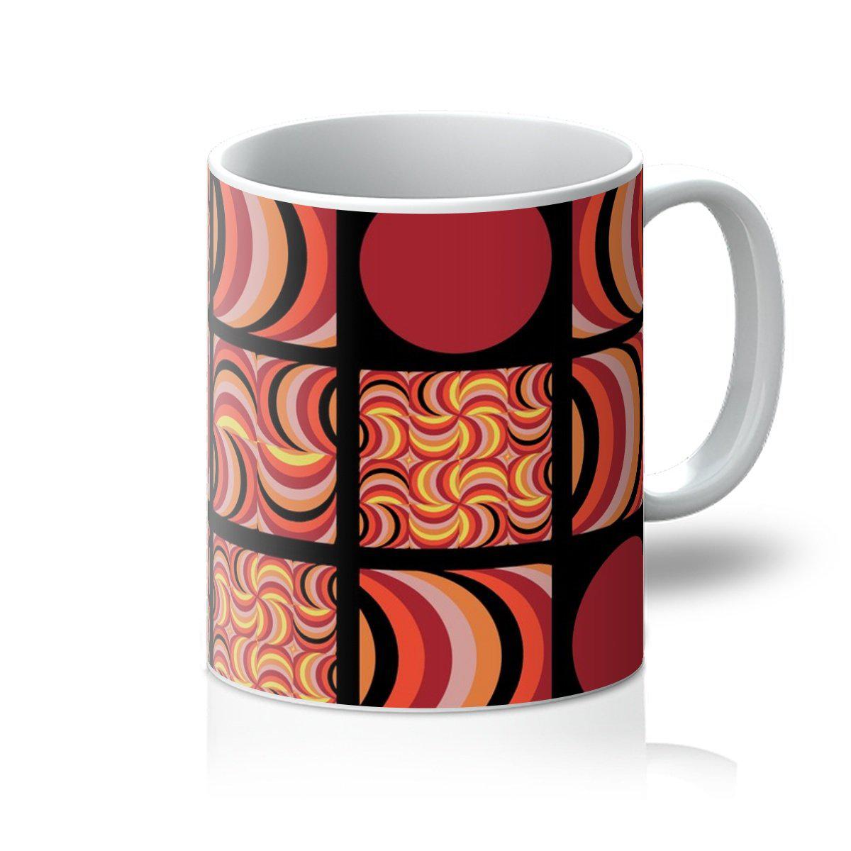  ceramic geometric patterned 70s style Retro Mandarin Black coffee mug