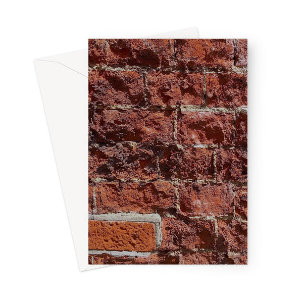 This greeting card shows a closeup image of weathered red bricks, taken in Southwark.