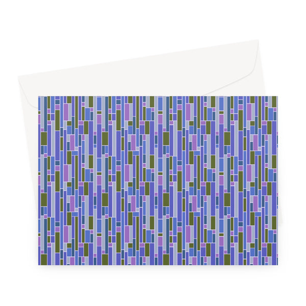 Blue Mid Century Modern Geometric Stripes Greeting Card