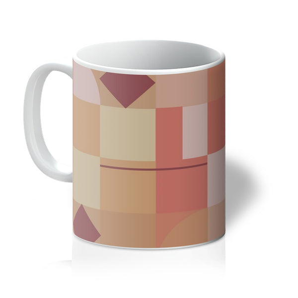 ceramic orange geometric patterned Mandarin Mid Century Modern Shapes coffee mug