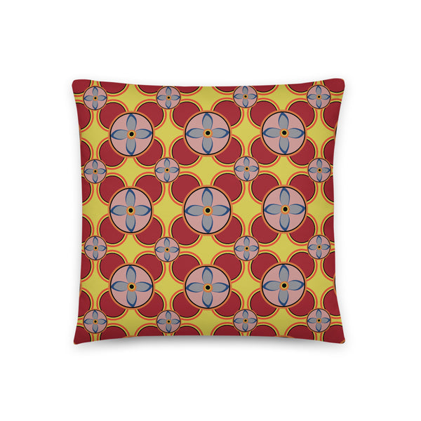 Apricot color Circular 70s Tile Pattern sofa cushion or throw pillow