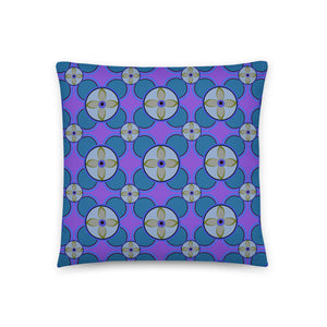 Taupe Blue Circular 70s Tile Pattern sofa cushion or throw pillow
