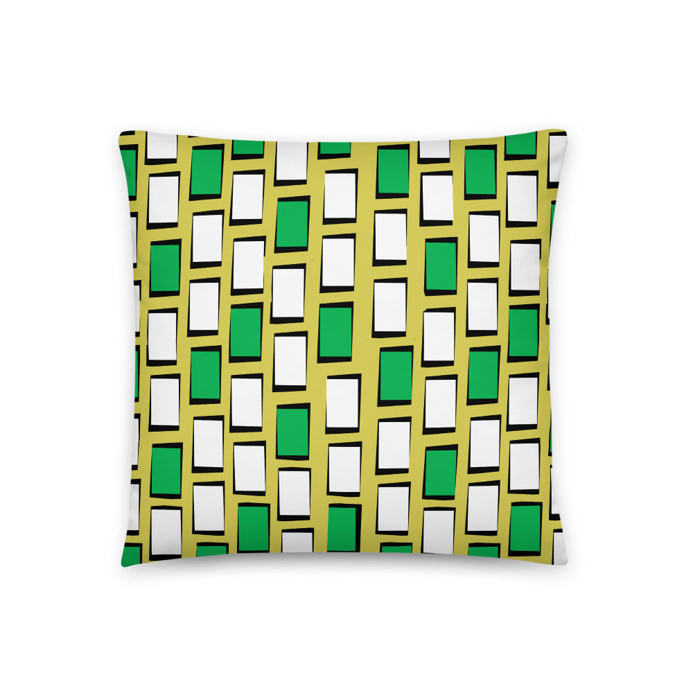 Vintage 60s Style Green Geometric sofa cushion or throw pillow
