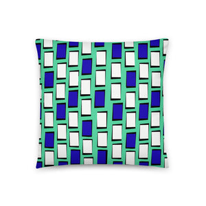  Vintage 60s Style Blue Geometric sofa cushion or throw pillow