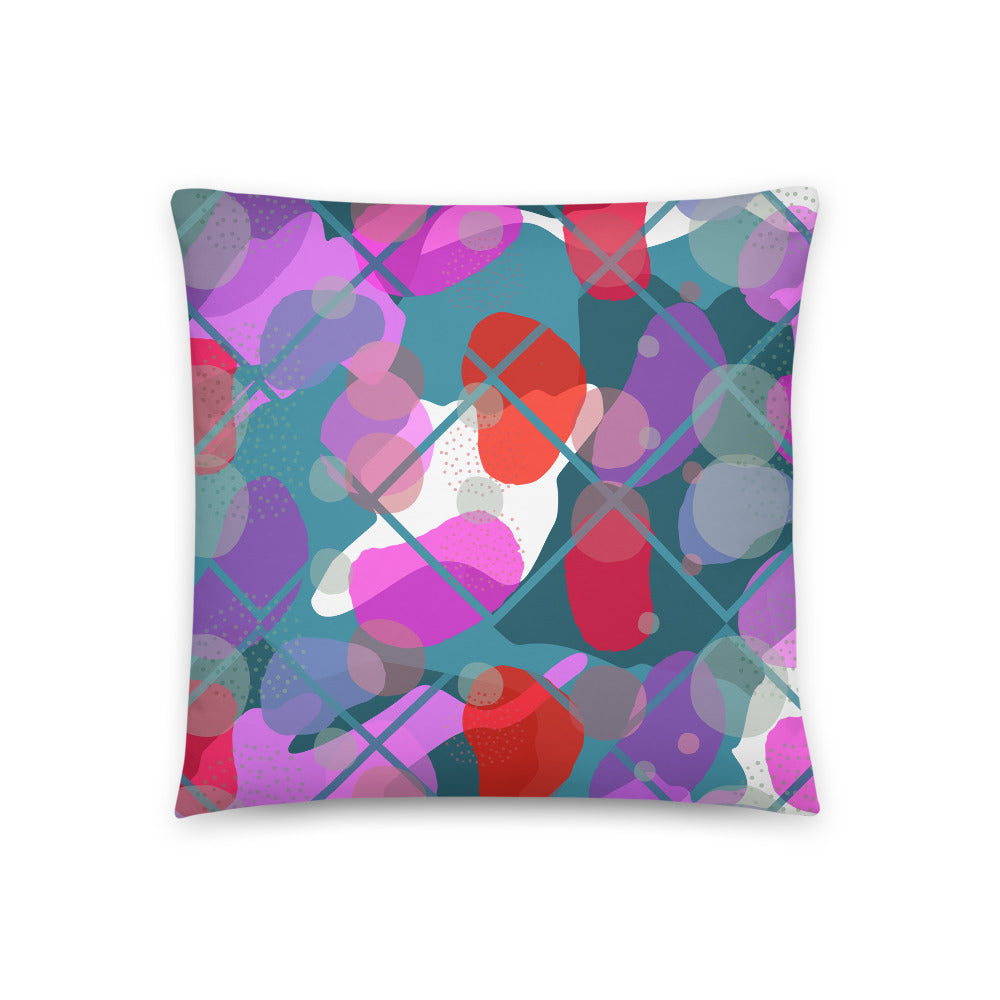 Abstract Red Pink Memphis Style Sofa Cushion Throw Pillow