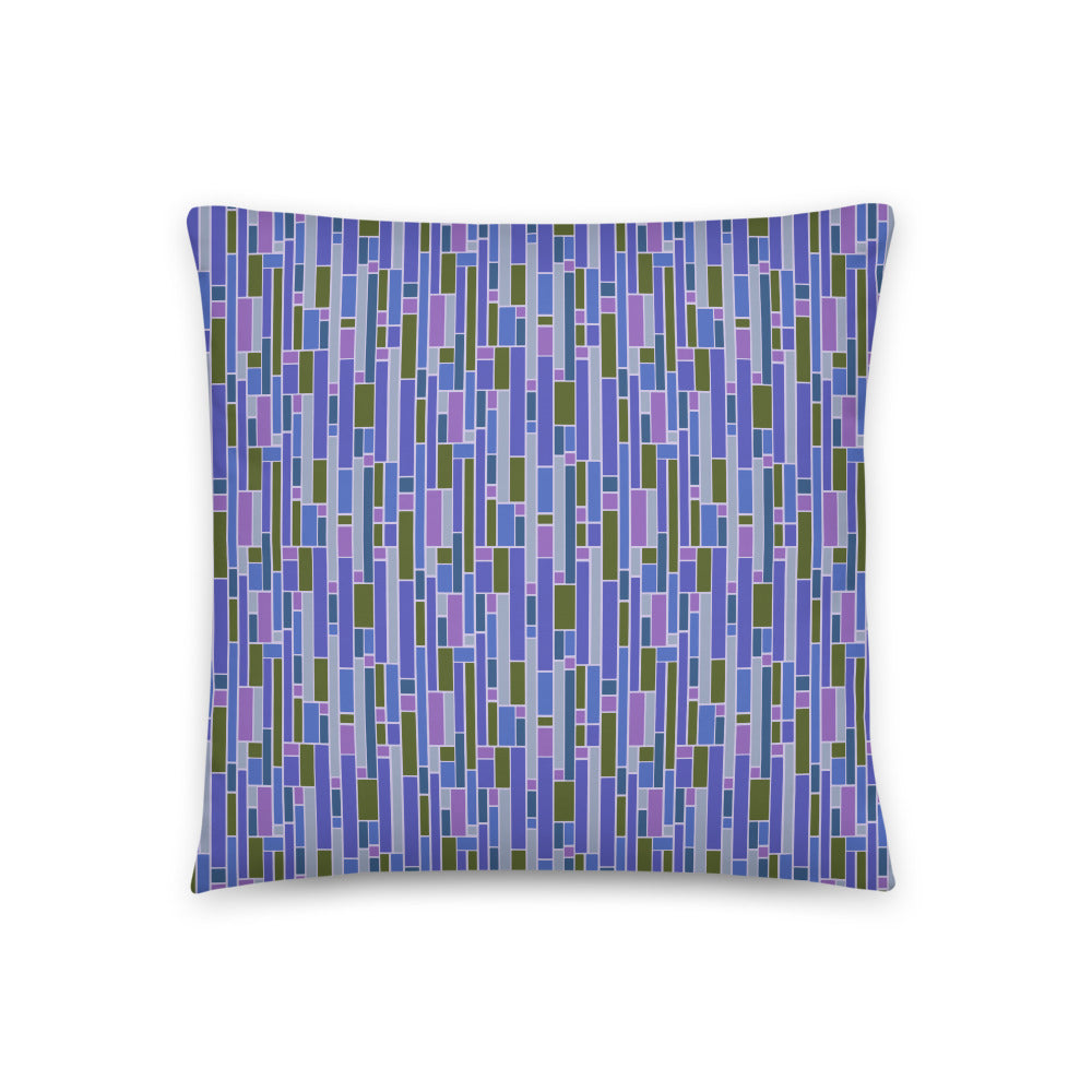 Blue Mid Century Modern Geometric Stripes Sofa Cushion Throw Pillow
