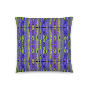 Contemporary Retro Victorian Geometric Indigo sofa cushion or throw pillow by BillingtonPix with geometric shapes in purple, blue and yellow