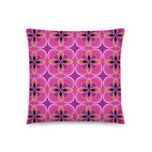 Contemporary Retro Pink 70s Style Geometric Floral Retro Mid Century Modern Pattern Sofa Cushion or Throw Pillow