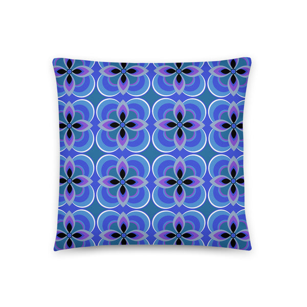 Contemporary Retro Navy Blue 70s Style Geometric Floral Retro Mid Century Modern Pattern sofa cushion or throw pillow by BillingtonPix