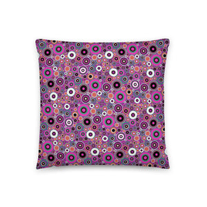 Abstract Pink 60s Circle Design Shapes Couch Pillow Throw Cushion with pink abstract circular pattern by BillingtonPix