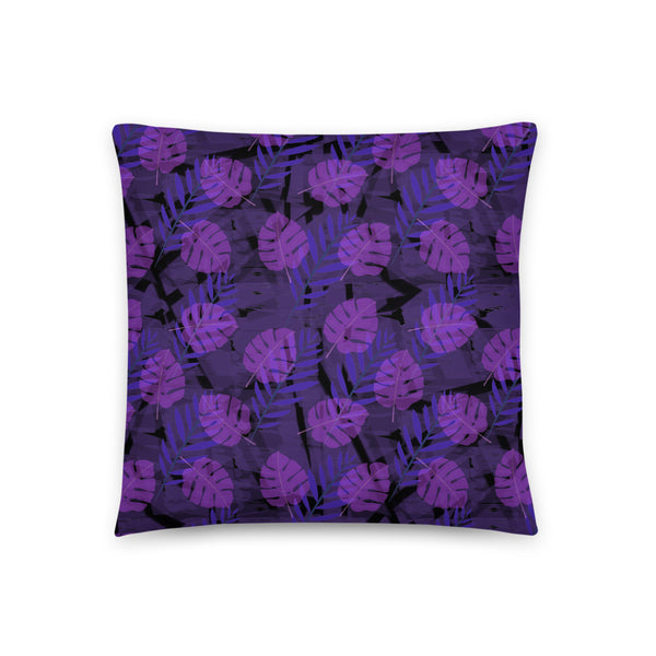Purple Patterned Pillow Cushion | Autumn Monstera Collection
