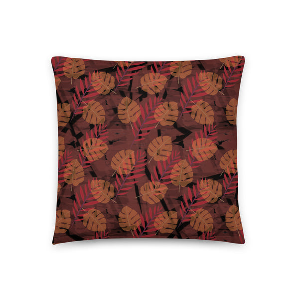 Orange Patterned Pillow Cushion | Autumn Monstera Collection