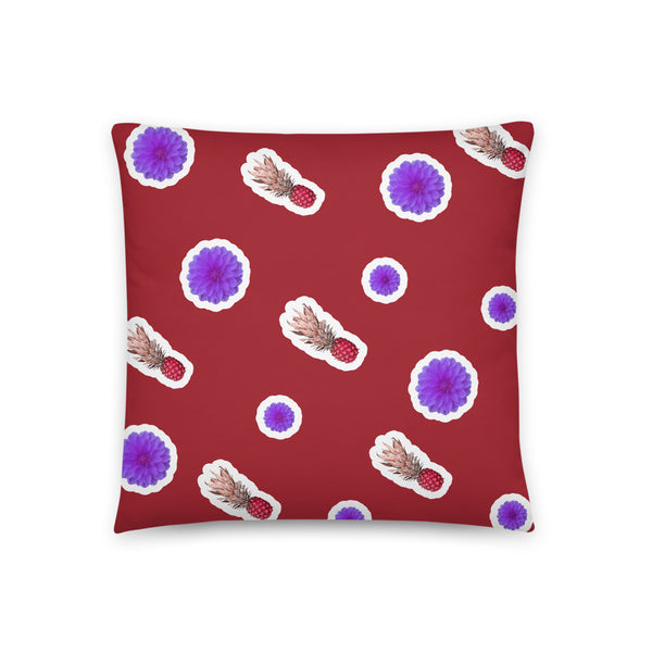 Red Patterned Pillow Cushion | Samba Red | Fruity Floral Collection