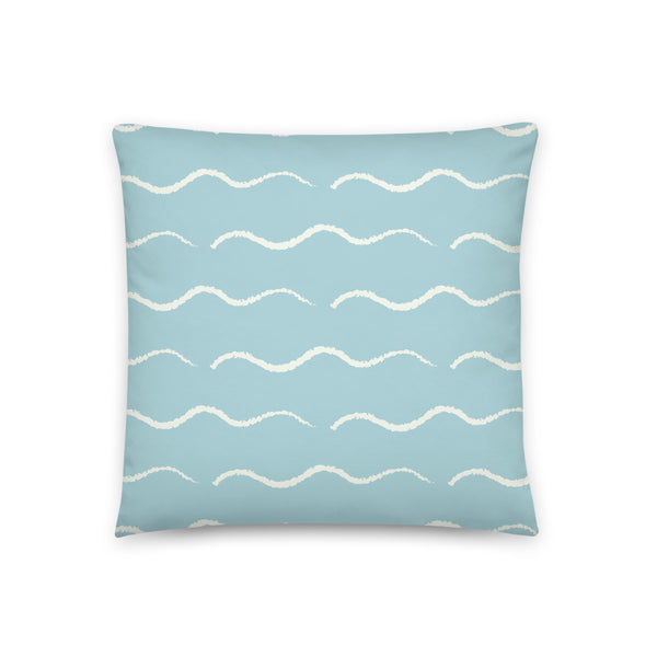 Patterned Cushion | Cream and Blue | Vintage Waves
