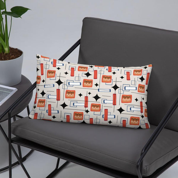 50s style Mid Century Modern Atomic Abstract Orange Pattern sofa cushion or throw pillow