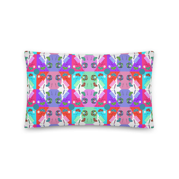 Abstract Checked Rainbow Memphis Design Couch Pillow Throw Cushion