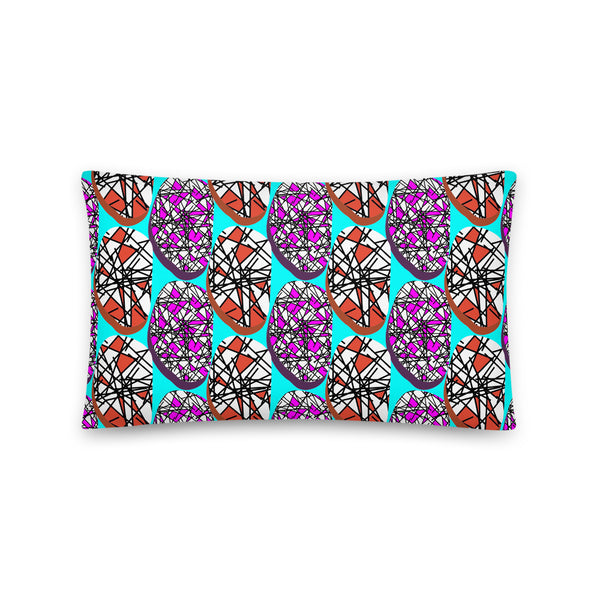 Abstract Turquoise 80s Memphis Design Scribble Shapes Couch Pillow Throw Cushion
