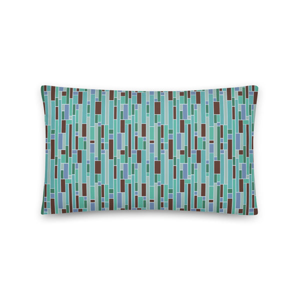 Turquoise Mid Century Modern Geometric Stripes Sofa Cushion Throw Pillow