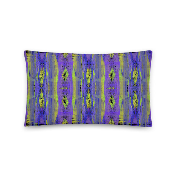 Contemporary Retro Victorian Geometric Indigo sofa cushion or throw pillow by BillingtonPix with geometric shapes in purple, blue and yellow
