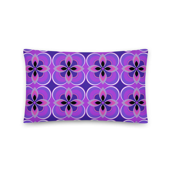 Contemporary Retro Purple 70s Style Geometric Floral Retro Mid Century Modern Pattern sofa cushion or throw pillow  by BillingtonPix