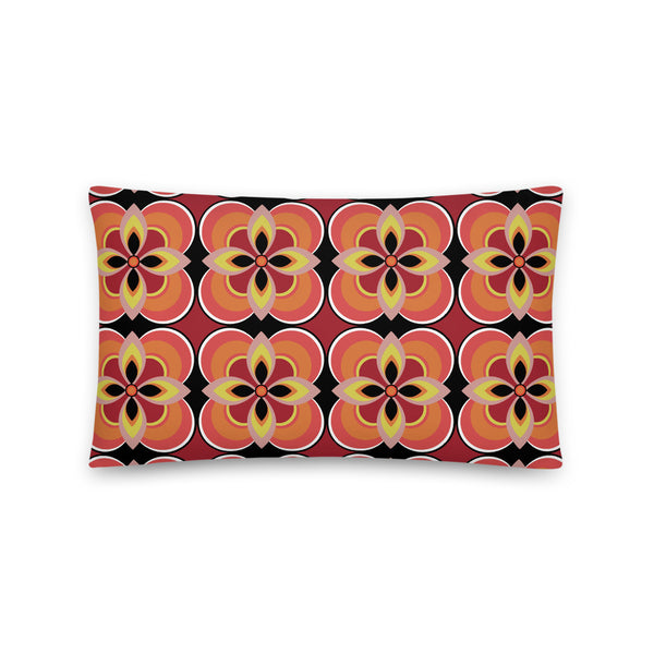 Contemporary Retro Orange 70s Style Geometric Floral Retro Mid Century Modern Pattern sofa cushion or throw pillow by BillingtonPix