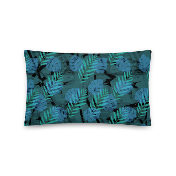 Turquoise Patterned Pillow Cushion | Autumn Monstera Collection