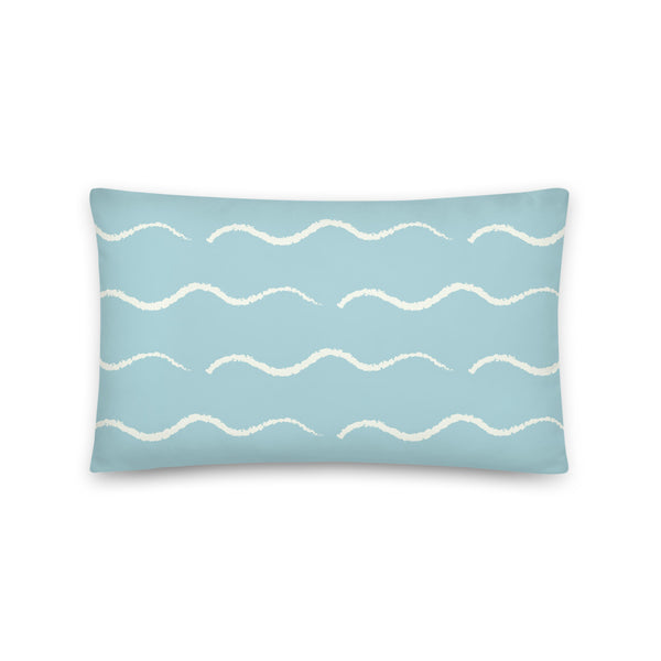Patterned Cushion | Cream and Blue | Vintage Waves