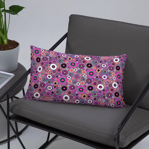 Abstract Pink 60s Circle Design Shapes Couch Pillow Throw Cushion