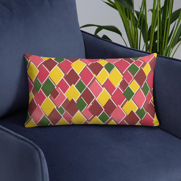 Multicolored 60s Style Diamond Shapes Couch Pillow Throw Cushion