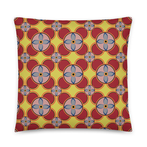 Apricot color Circular 70s Tile Pattern sofa cushion or throw pillow