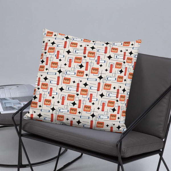 50s style Mid Century Modern Atomic Abstract Orange Pattern sofa cushion or throw pillow