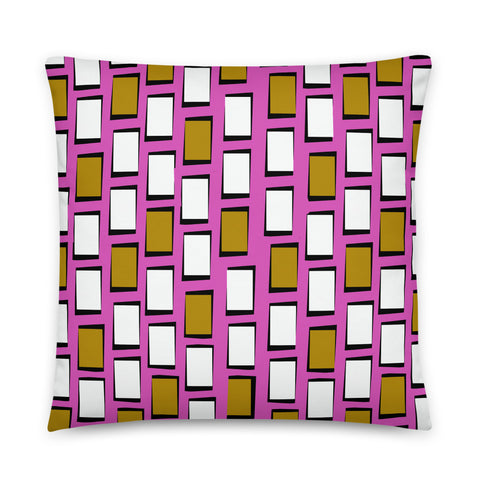 Vintage 60s Style Pink Geometric Cushion Throw Pillow