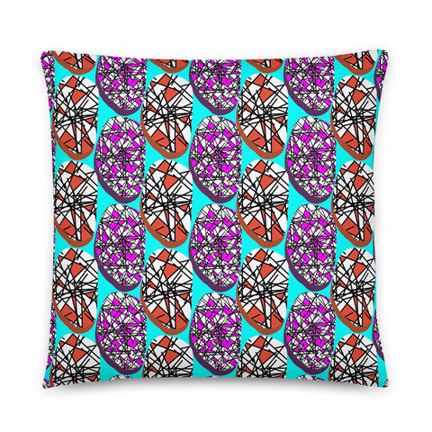 Abstract Turquoise 80s Memphis Design Scribble Shapes Couch Pillow Throw Cushion