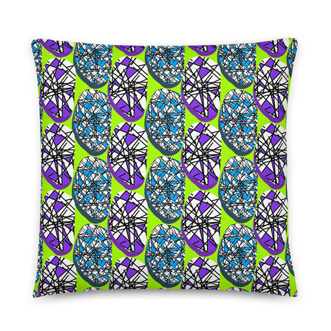 Abstract Lime Green 80s Memphis Design Scribble Shapes Couch Pillow Throw Cushion