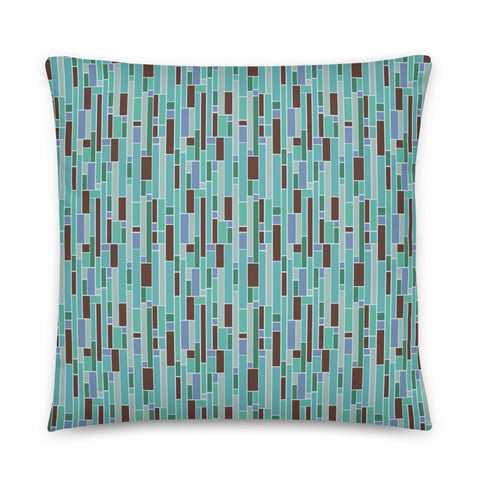 Turquoise Mid Century Modern Geometric Stripes Sofa Cushion Throw Pillow