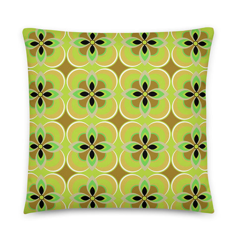 Contemporary Retro Yellow 70s Style Geometric Floral Retro Mid Century Modern Pattern sofa cushion or throw pillow by BillingtonPix