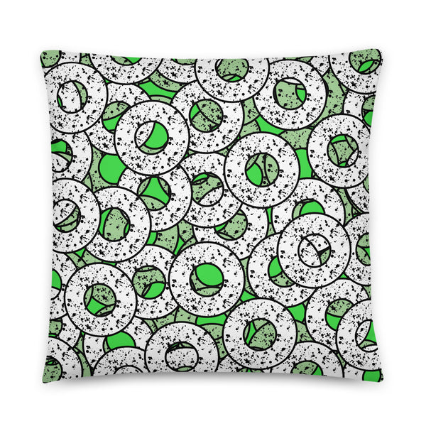 Green Patterned Pillow Cushion | Splattered Donuts Collection