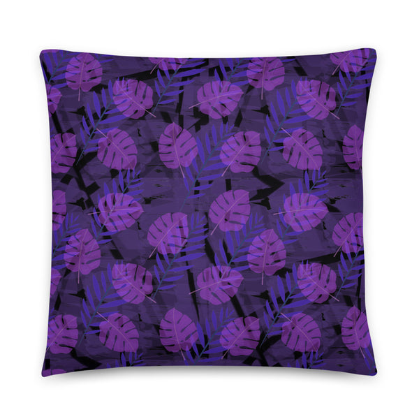 Purple Patterned Pillow Cushion | Autumn Monstera Collection