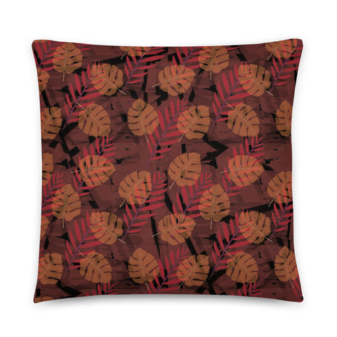 Orange Patterned Pillow Cushion | Autumn Monstera Collection