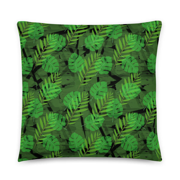 Green Patterned Pillow Cushion | Autumn Monstera Collection