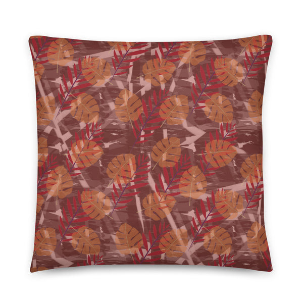 Rose Patterned Pillow Cushion | Autumn Monstera Collection