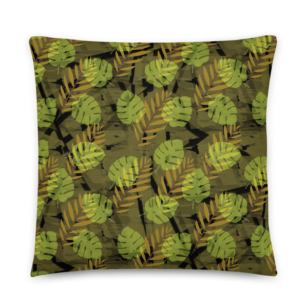 Yellow Patterned Pillow Cushion | Autumn Monstera Collection