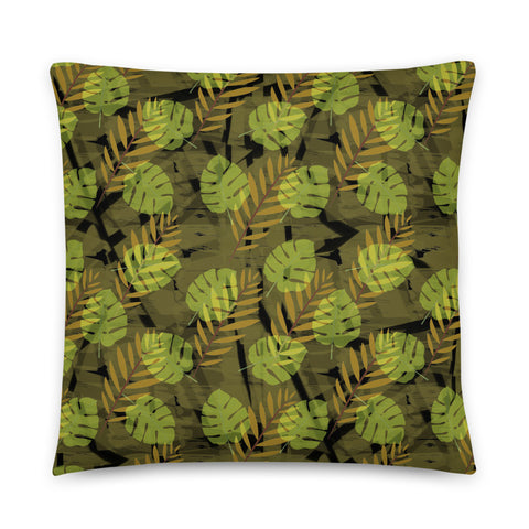 Yellow Patterned Pillow Cushion | Autumn Monstera Collection