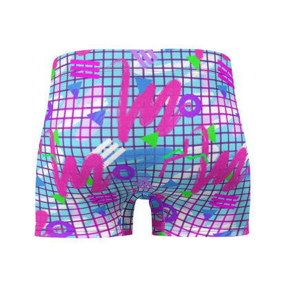 Colourful squiggles and geometric shapes in an 80s Memphis design and 90s Vaporwave style in pink, purple, green and blue, men's LGBT boxer briefs by BillingtonPix