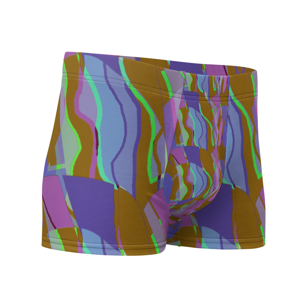 Mens Boxer Briefs | Blue Orange Pattern | Retro Distorted Victorian Style